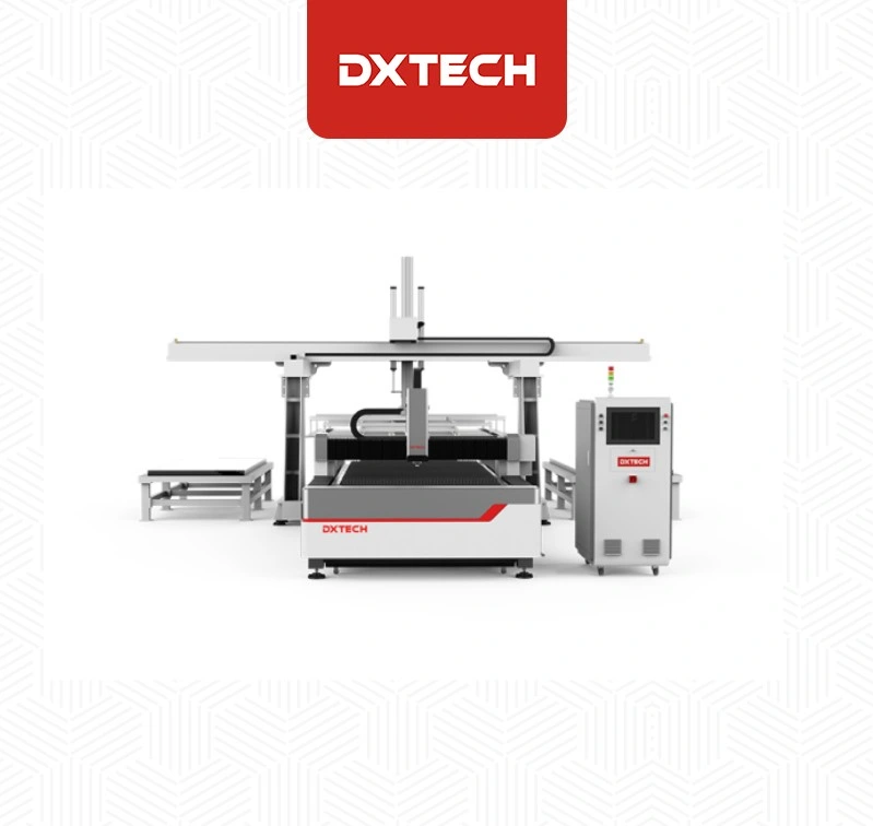 Dxtech Industrial Automatic 1000W 1500W CNC Metal Sheet Steel Laser Máquina de corte con carga y descarga de hierro de acero inoxidable