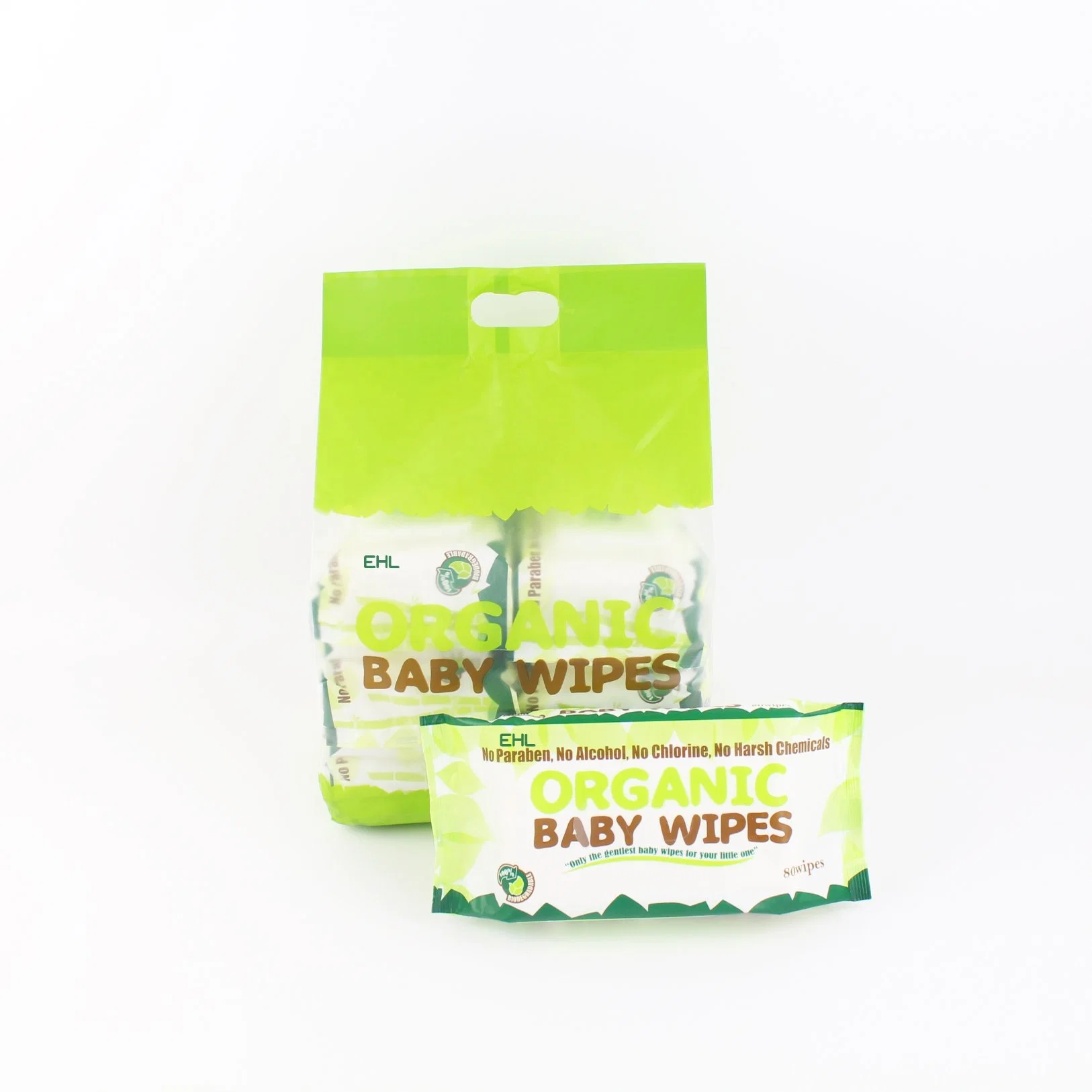 High Quality Competitive 80 Counts/Bag Biodegradable Organic Spunlace Non-Woven Flushable Wet Strength Tissue