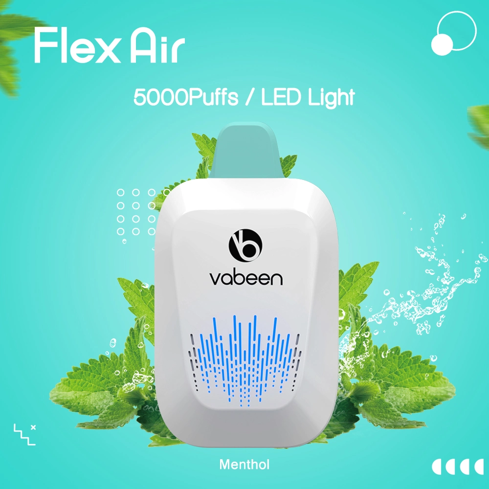 New Arrivals Soft Mouthpiece & Futuristic LED Lights Design Disposable/Chargeable Pod Device Vabeen Flex Air 5000 Puff Mesh Vape