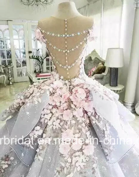 Vestidos de novia de quinceañera azules con flores y encaje Z3033