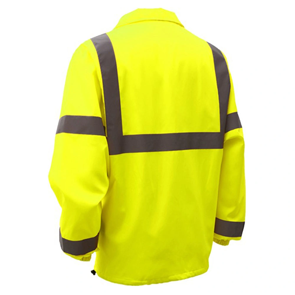 Clase estándar 3 Botón Snap anorak amarillo reflectante de alta visibilidad sudadera de seguridad