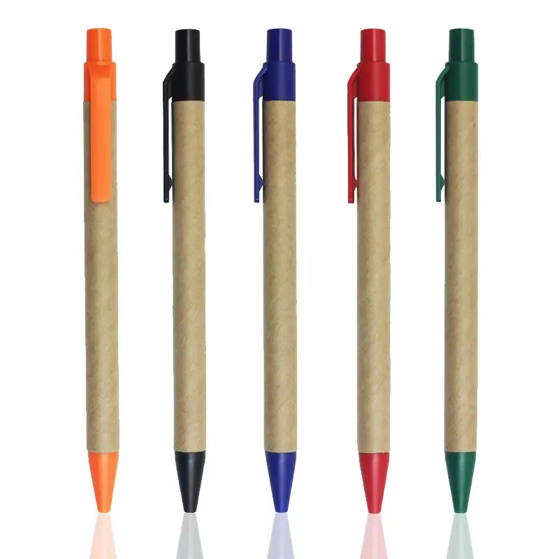 Customized Logo Eco-Friendly Paper Plastic Writing Ballpoint Pen for Promos