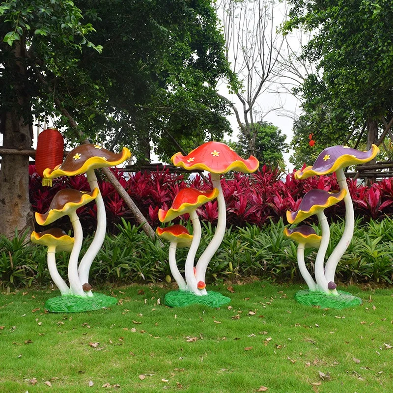 Garden Ornaments Mushroom FRP Sculpture Outdoor Park Landscape Wedding Decoration Garden Ornaments