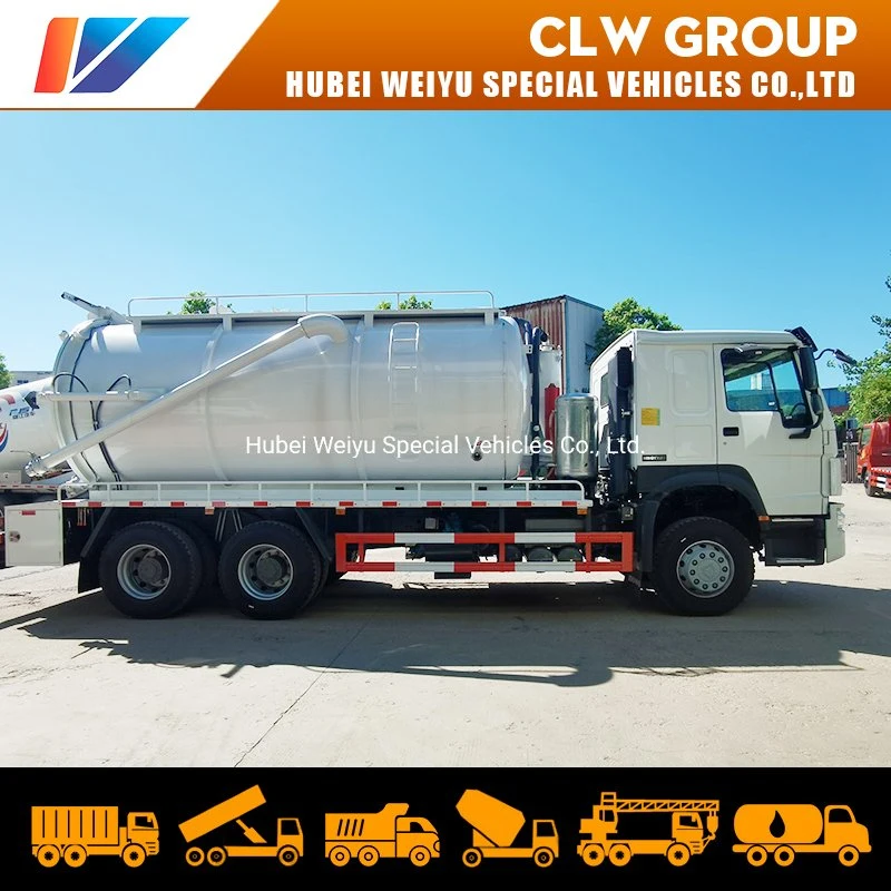 HOWO 16cbm Septic Collection Tanker Sewage Suction Truck with High Pressure Pump