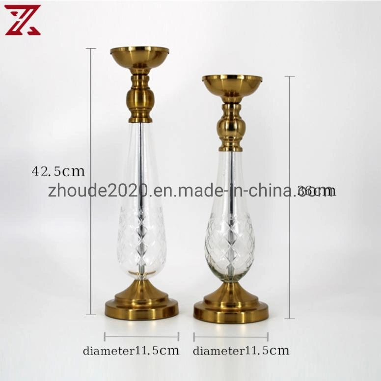 New Design Glass Candle Holder Set Transparent Metal Tealight Candlestick for Home Decorations