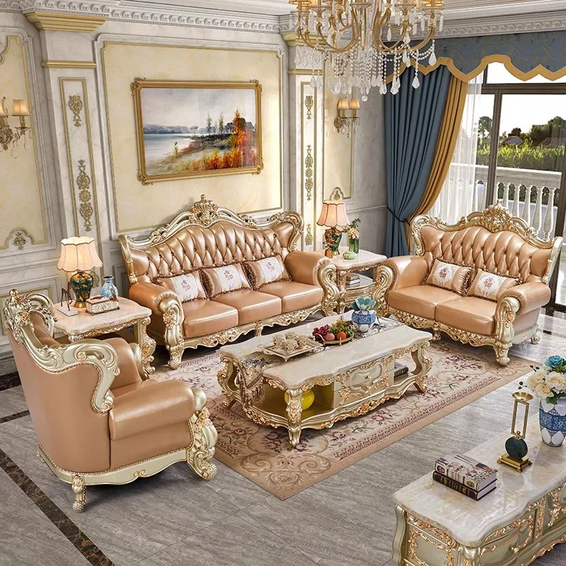 Luxury European Royal Home Furniture Sofá Golden