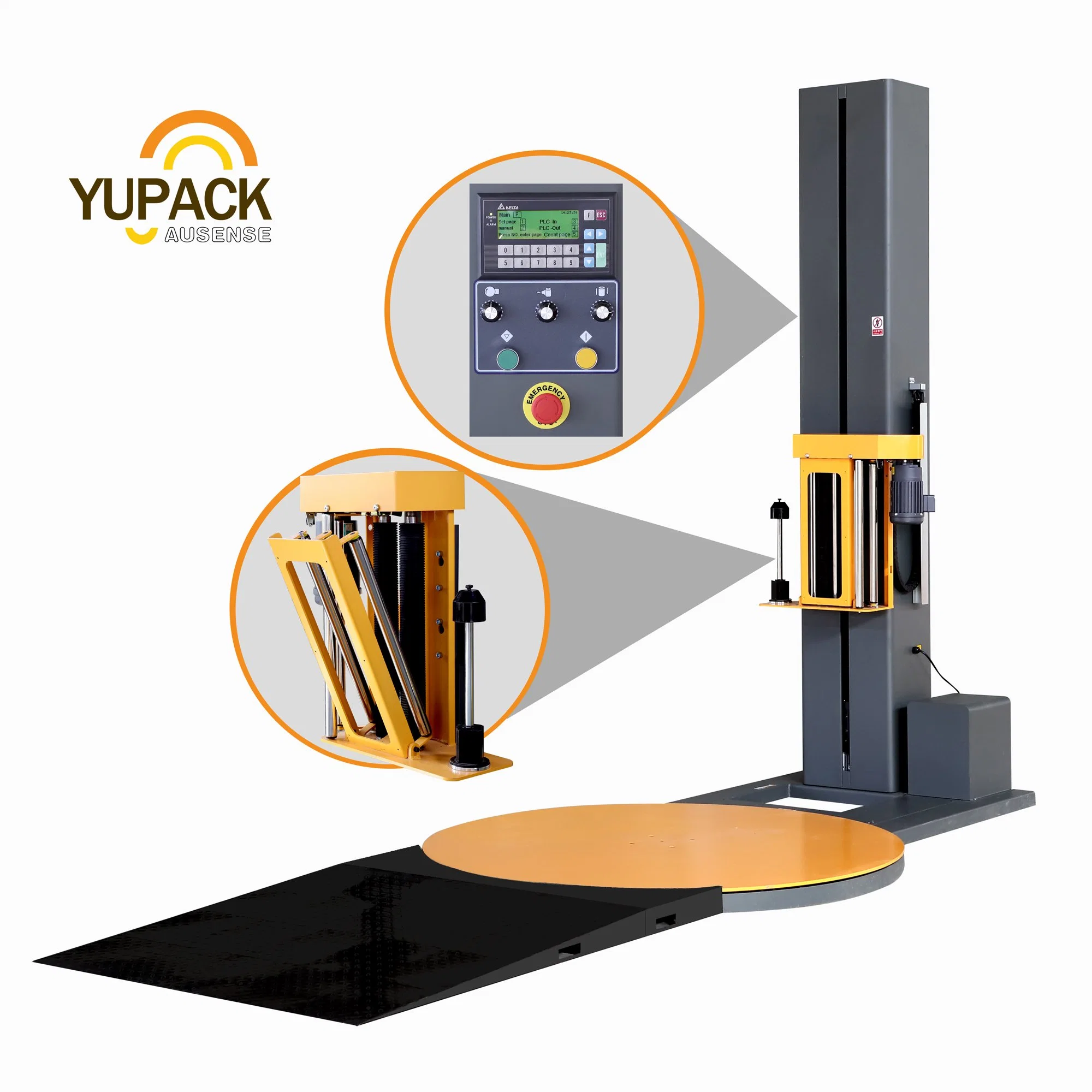 Máquina envolvedora de palets de bandejas de tarimas de filme stretch semiautomatica