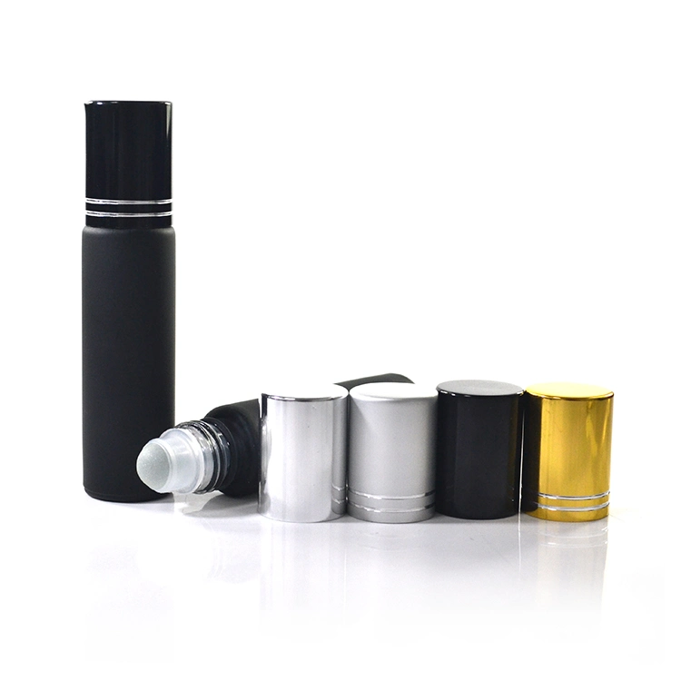 4ml 6ml 8ml 10ml Frosted Matte Black Perfume Essential Oil Glass Roll on Bottle with Aluminum Cap and Roller Ball