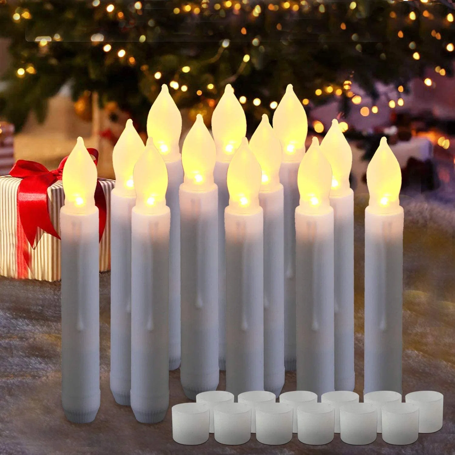 6 Inch LED Tear Waving Taper Candle Flickering Flameless Taper Fake Candle Light for Church Religion Wedding Celebration Events