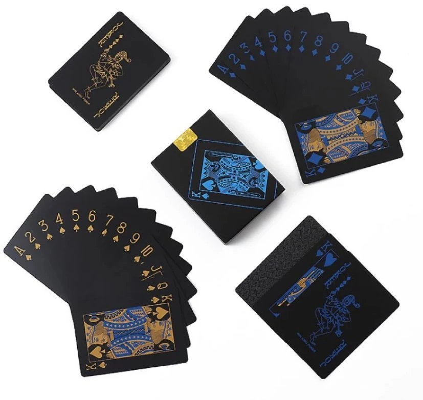 Texas Les cartes à jouer Feuille d'or noir en plastique de couleur imprimée en PVC annonce des cartes à jouer les loisirs Jeu de Poker