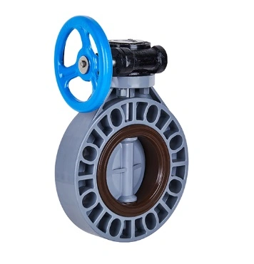 High Performance Plastic Butterfly Valve DIN ANSI JIS Standard Level &amp; Worm Gear Type Handle