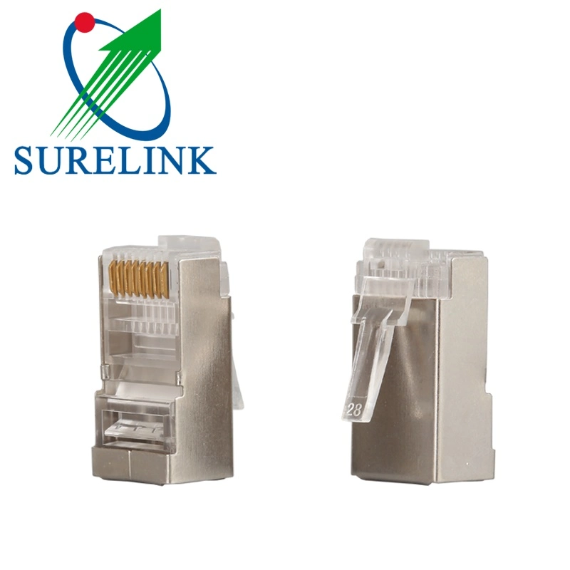 Gold Plate Transparent RJ45 Connector UTP Network Ethernet Crystal Plug RJ45 Ez 8p8c CAT6 Connectors