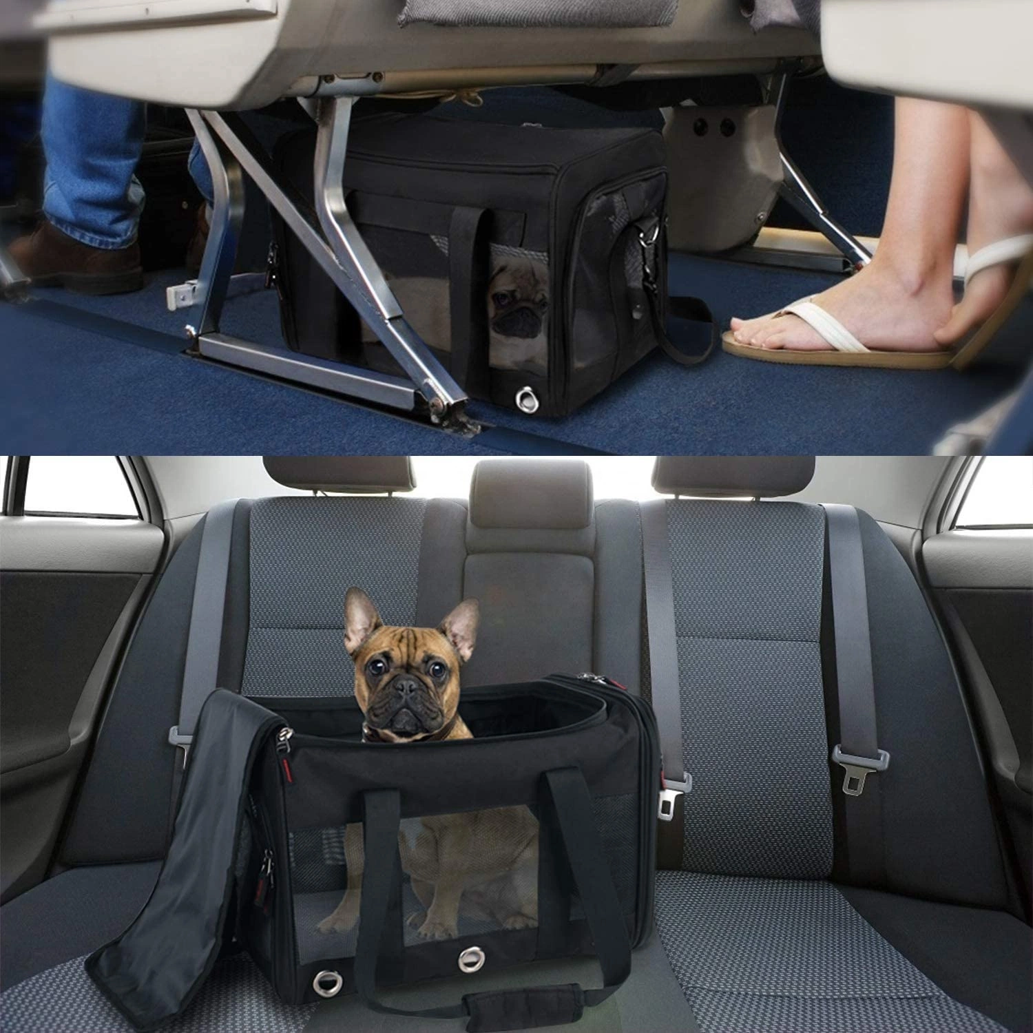 Aerolínea portátil suave cara hombro perro aprobado llevar pequeños gato mascota Bolsa Tote plegable para perros de la bolsa de mascota de viaje