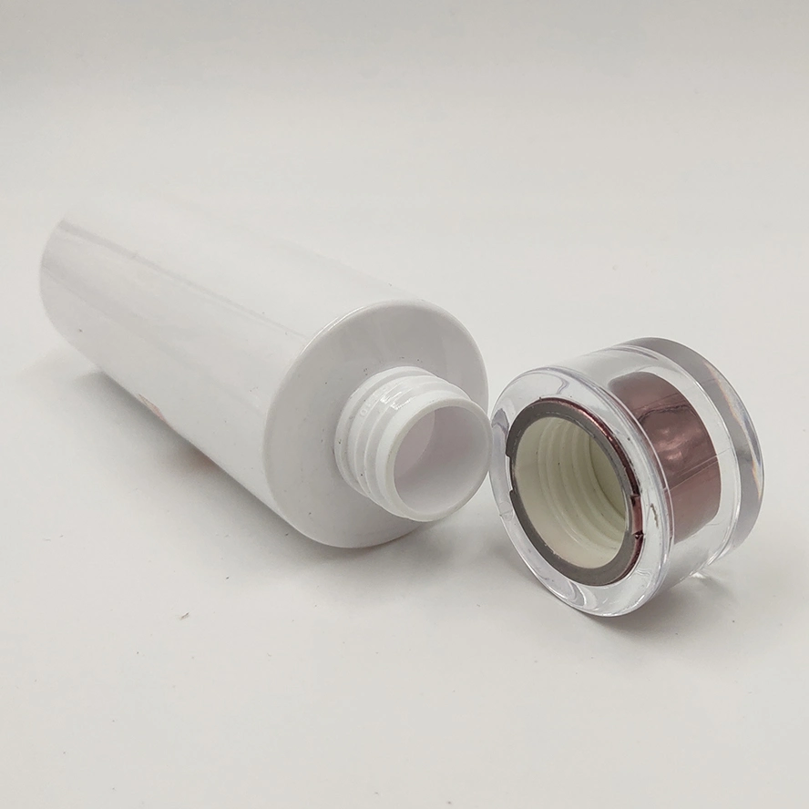 200ml Cylinder Pet Plastic Cosmetic Container with Double Wall Cap