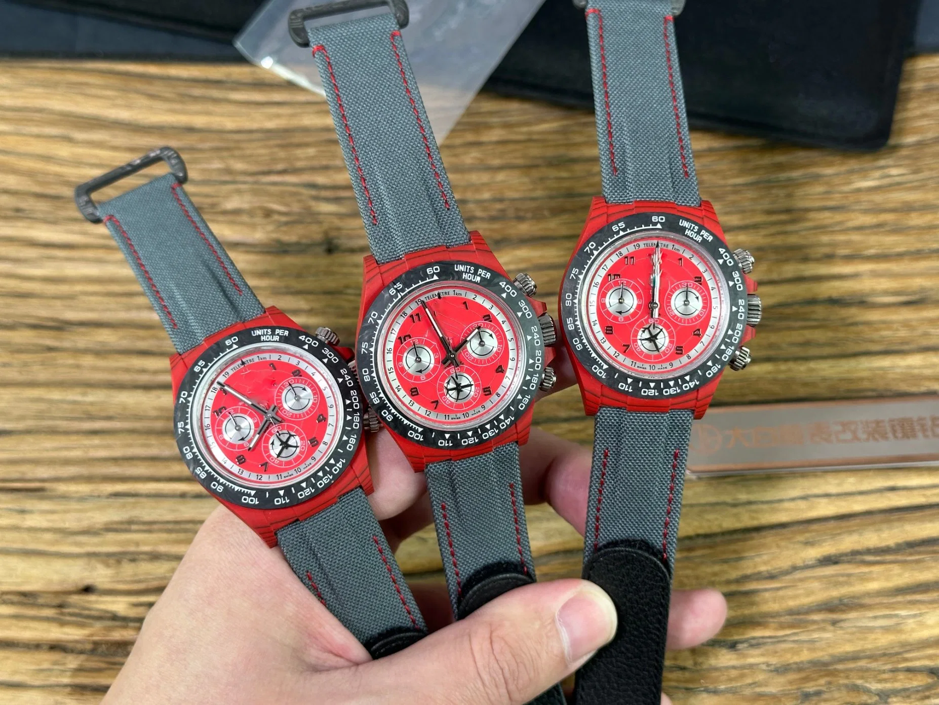 Super Clone 5A Red Carbon Fiber Airplane Dial, 4130 Movement Timing Fully Automatic Mechanical Watch, Nylon Strap Velcro