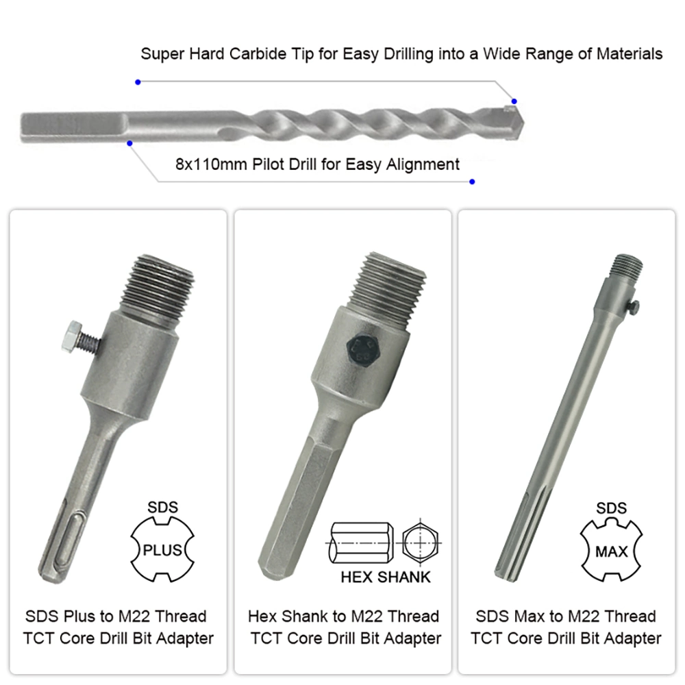 Dry Cutting Concrete Hole Saw Hollow Hm Tct Core Drill Bit for Concrete Wall Brick Block