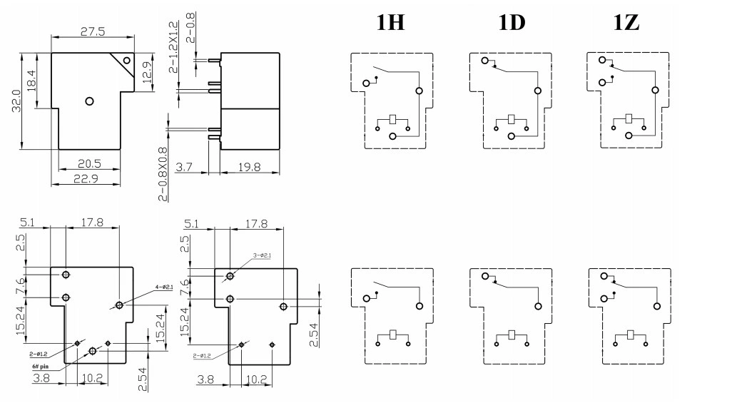 Relais miniature PCB NNC67E-Z (T90) 30A 40A 4/5 broches