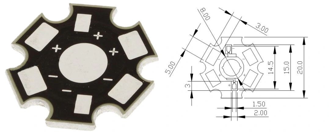 150lm/W 1W Light Emitting Diodes with Star Heatsink