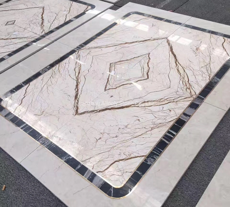 Natural Stone Slab Golen Veins Hotel Flooring Tiles Sofitel Golden Marble