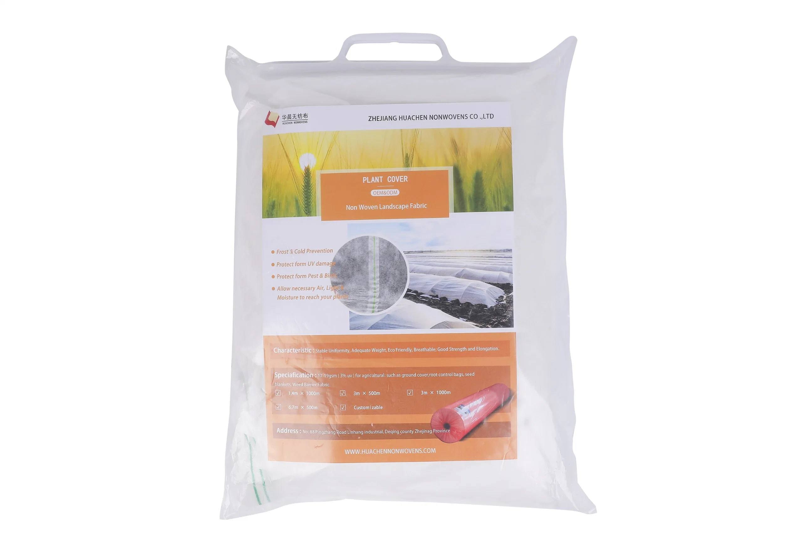 Proteção de plantas contra congelamento Agricultura tecido não tecido ecológico 100% polipropileno Embalagem de rolo simples Zhejiang PP Agricultur Nonwoven Fabric com UV