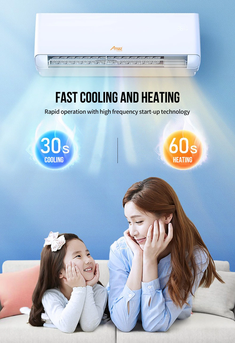 9000BTU Heat Mini AC Unit Inverter Air Condition New Model Inverter AC Unit Mini Split Air Condicioner Factory Price