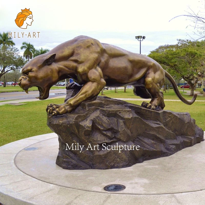 Jardín de esculturas personalizadas decorativos leopardo estatua de bronce