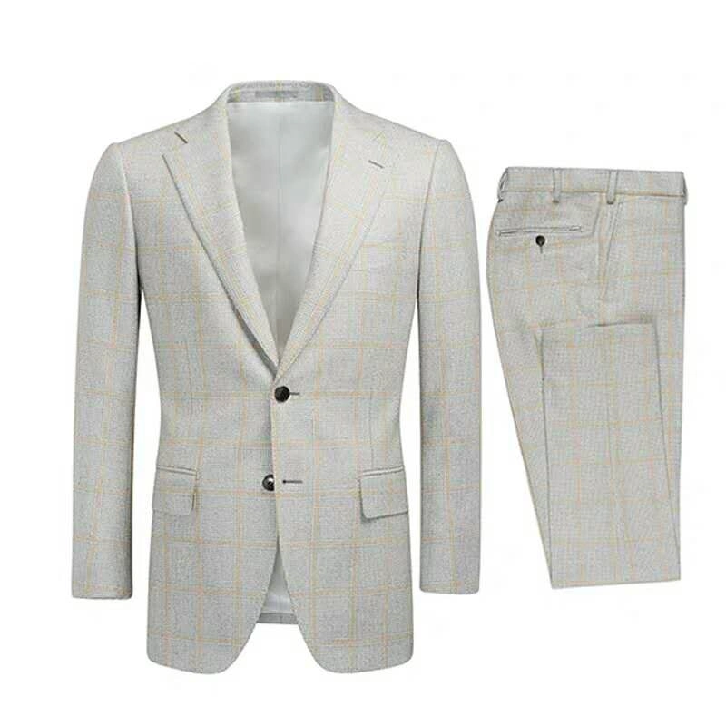 Traje púrpura 2-Piece Trajes a cuadros Traje de vestir fino Blazer a cuadros Pantalones de chaqueta