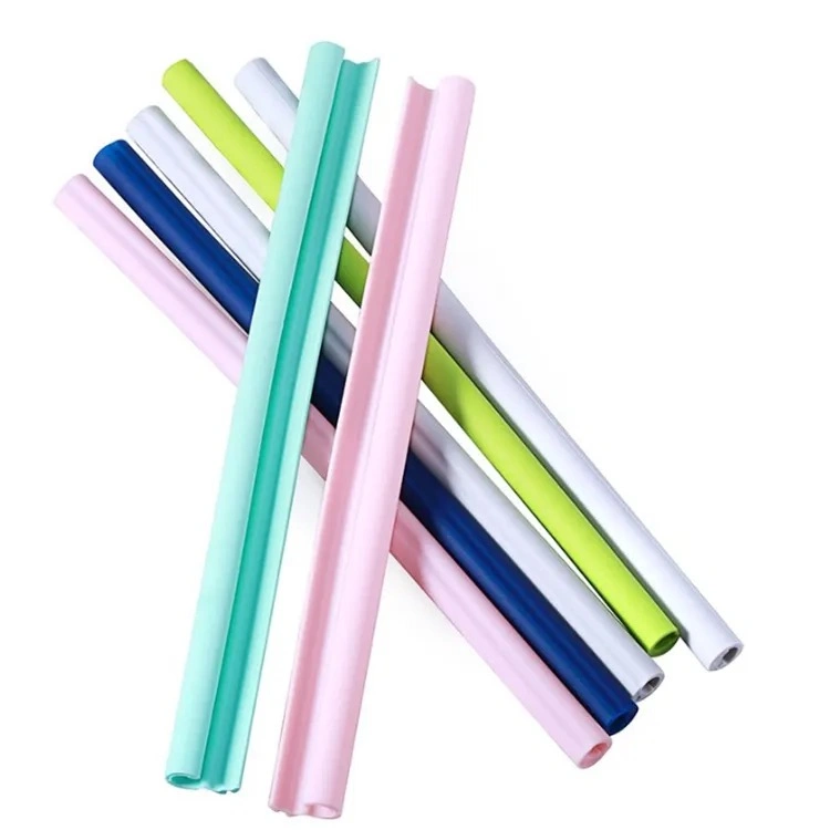 OEM Durable Reusable Flexible Silicone Bent Straight Collapsible Drinks Straw