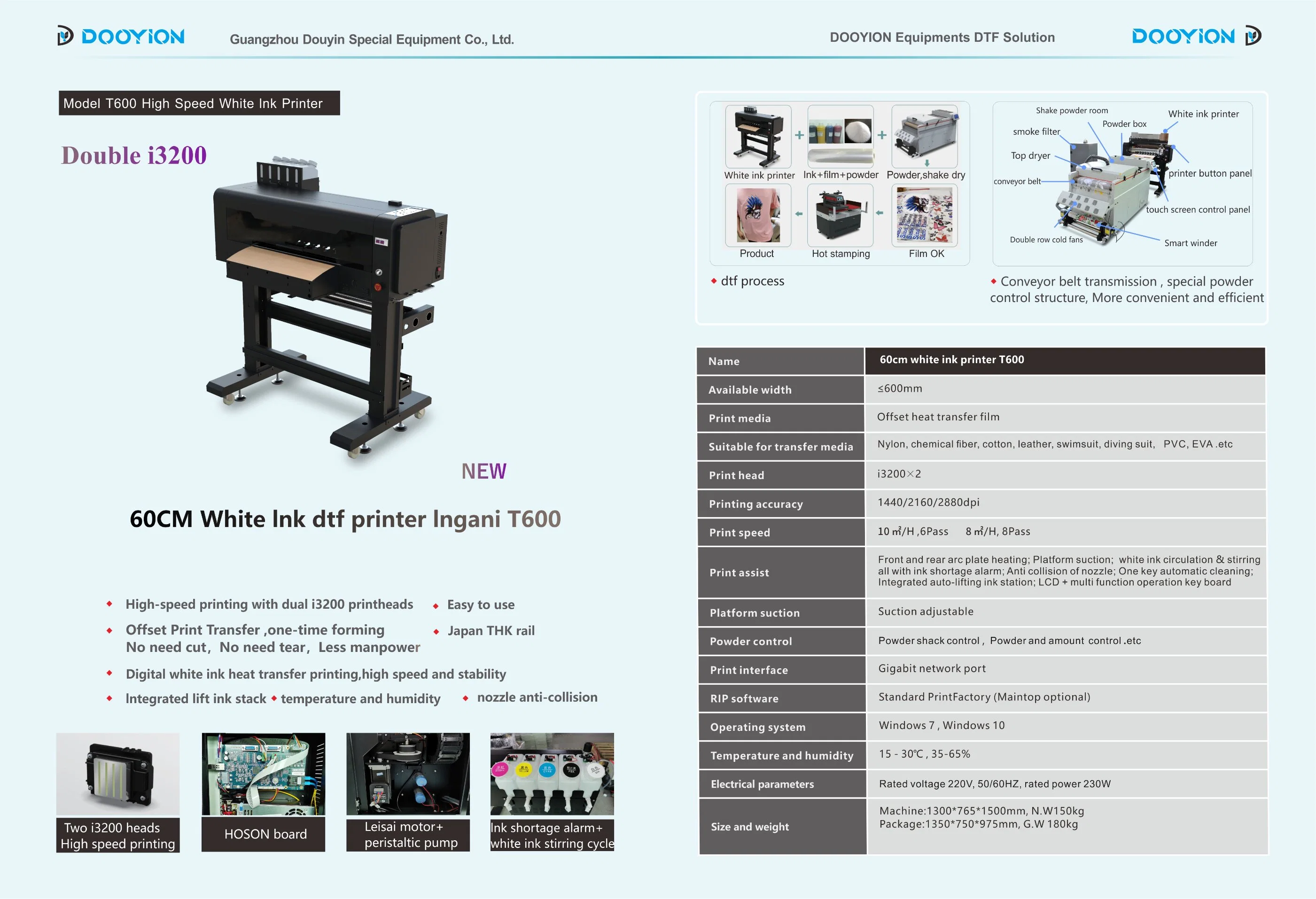 2022 preço de fábrica de venda a quente 60cm DTF impressora Heat Press Máquina de transferência de películas de Animais Máquina de impressão de T-shirts para o agitador de pó