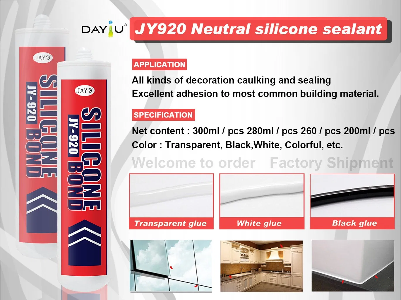 Neutral Silicone Sealant Good Weatherability and Elasticity for Weather Sealing in Curtain Wall and Building Facade