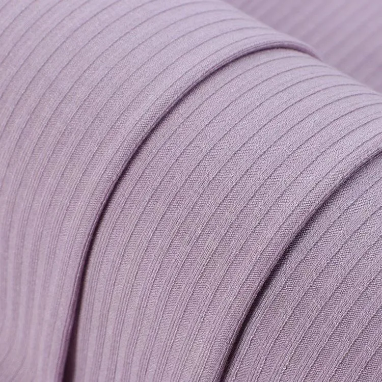 Hot Selling China Factory Purper Pink Color 100% Polyester Knitted Rib Fabric for Knitted Shirt