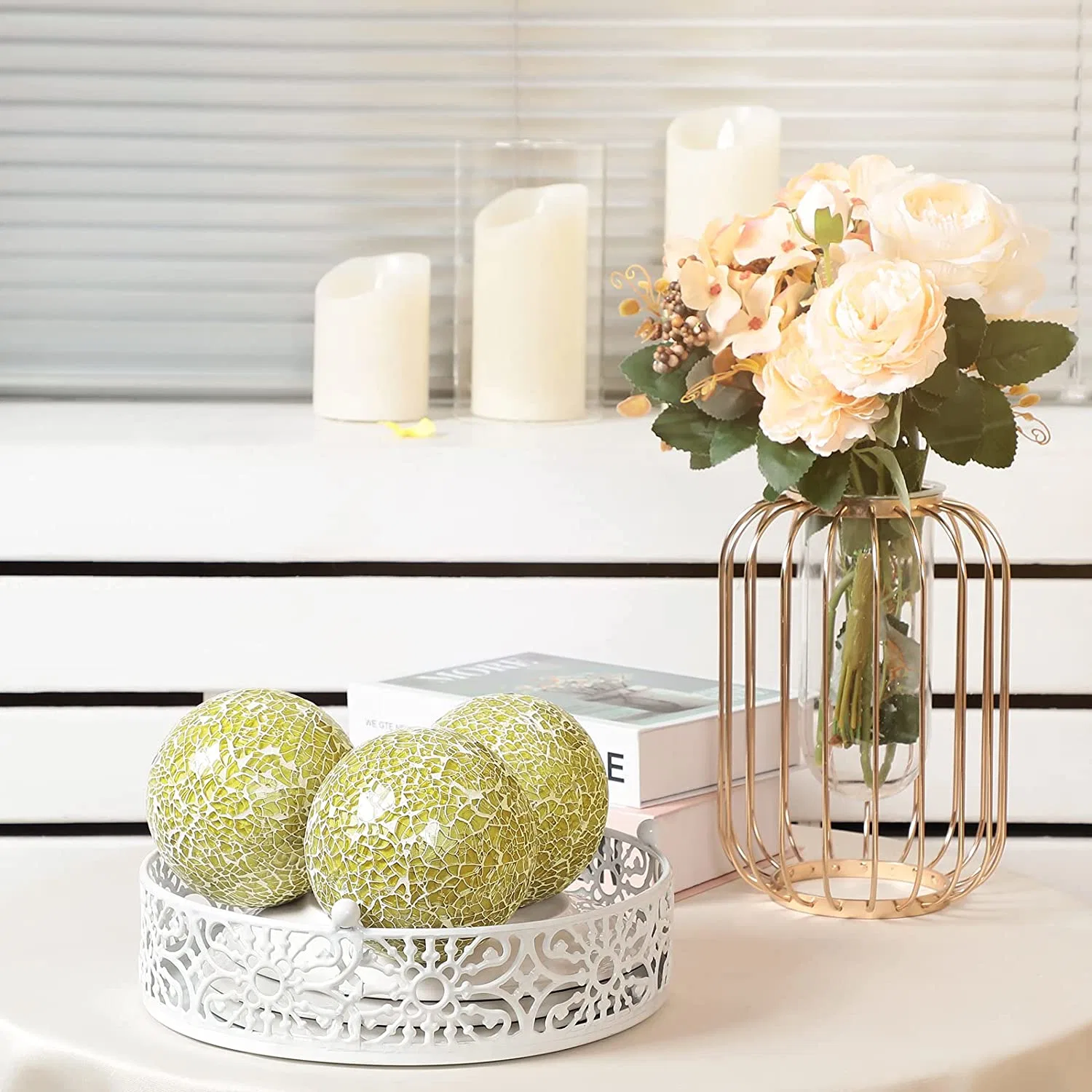 Decorative Balls Set Mosaic Glass Balls Centerpiece Balls Moss Balls Decorative Orbs Sphere