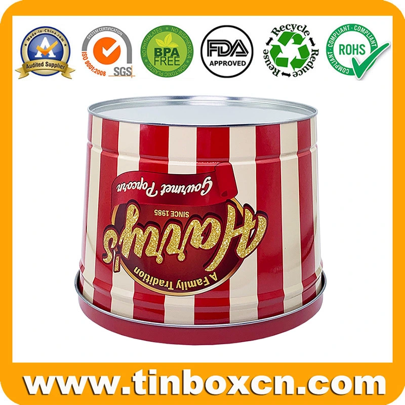 Empty 2 Gallon Metal Popcorn Tin com tampa para Christams Férias