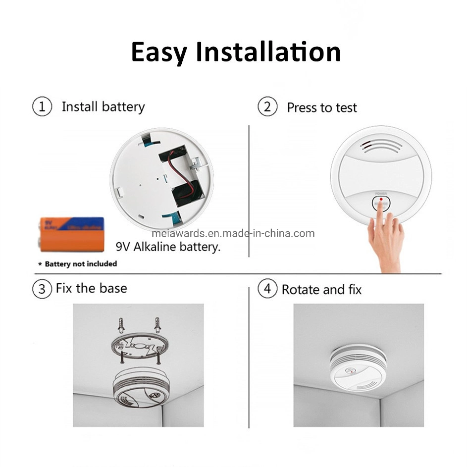 Battery Power Smart Tuya WiFi Smoke Detector for Home Security