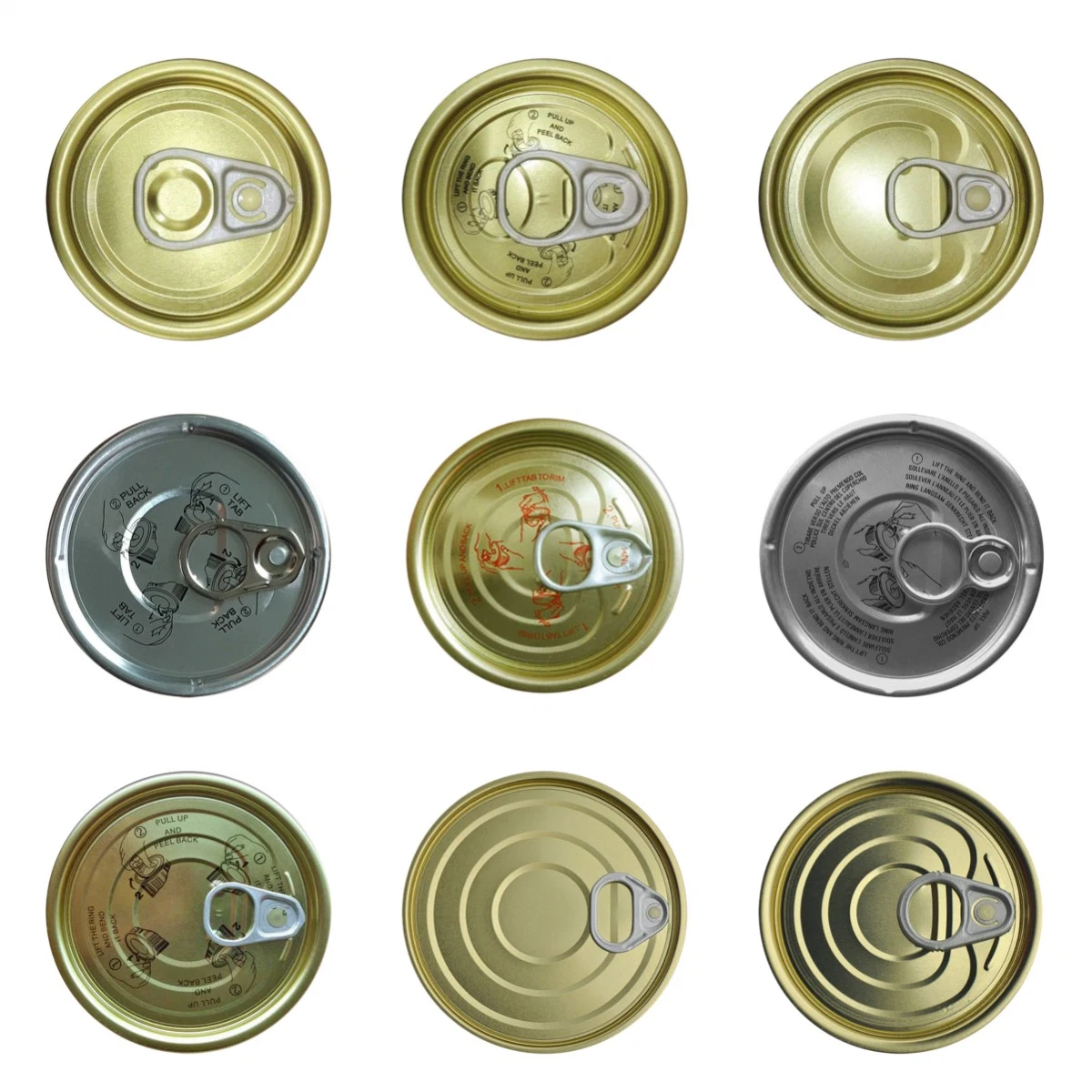 OEM Canned 73mm 300# Tinplate TFS Eoe Metal Tin Can Lid Cover Cap ETP Round Tin Can Lids Easy Open Ends for Sale