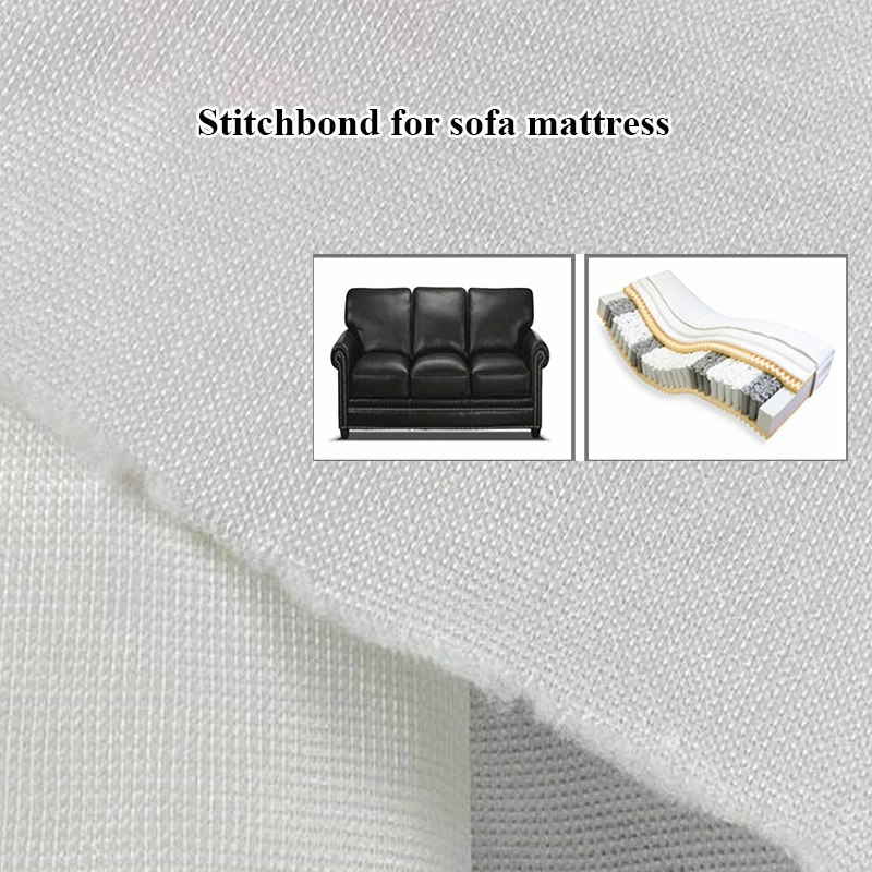 Polyester Non Woven Stitchbond Fabric RPET Stitch Bonded Nonwoven Fabric for Sofa/Mattress