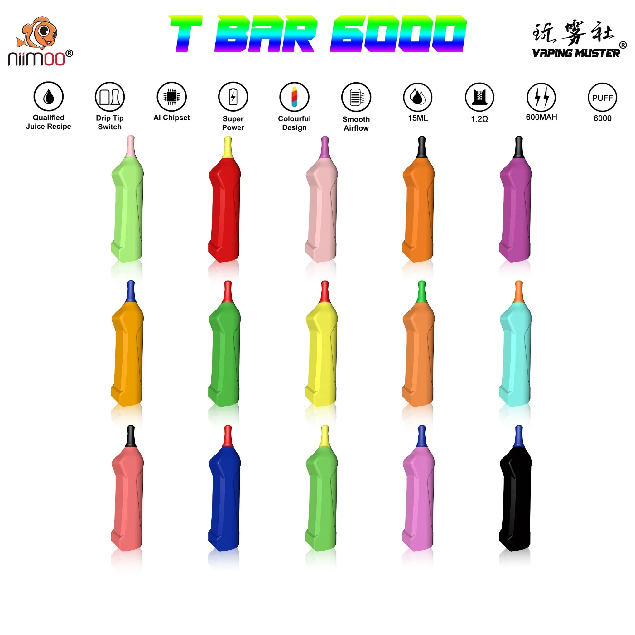Niimoo Electronic Cigarette Cigar 15 Ml Tank Capacity Disposable/Chargeable Vapes Pen