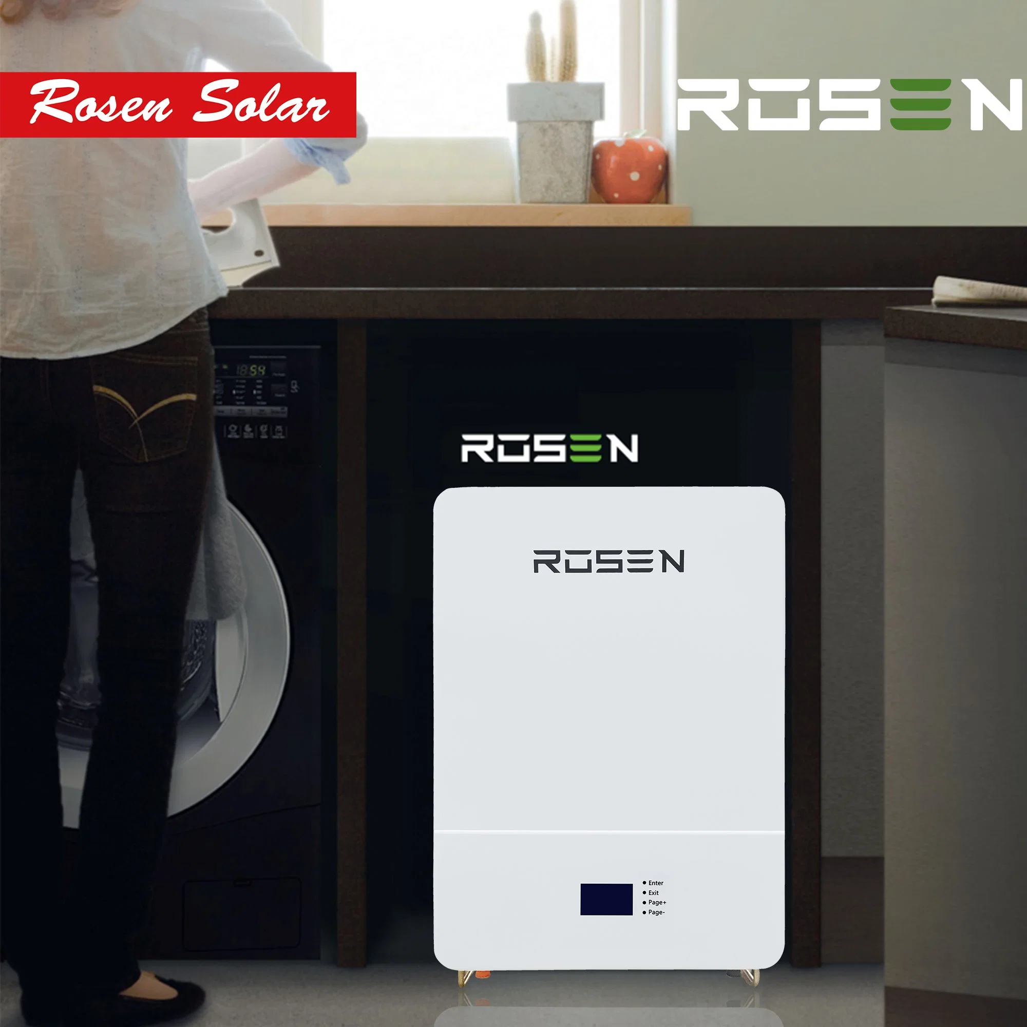 Rosen LiFePO lítio4 Bateria 48V 100Ah 150Ah 200Ah Fonte de parede com BMS para Hybrid Sistema Solar