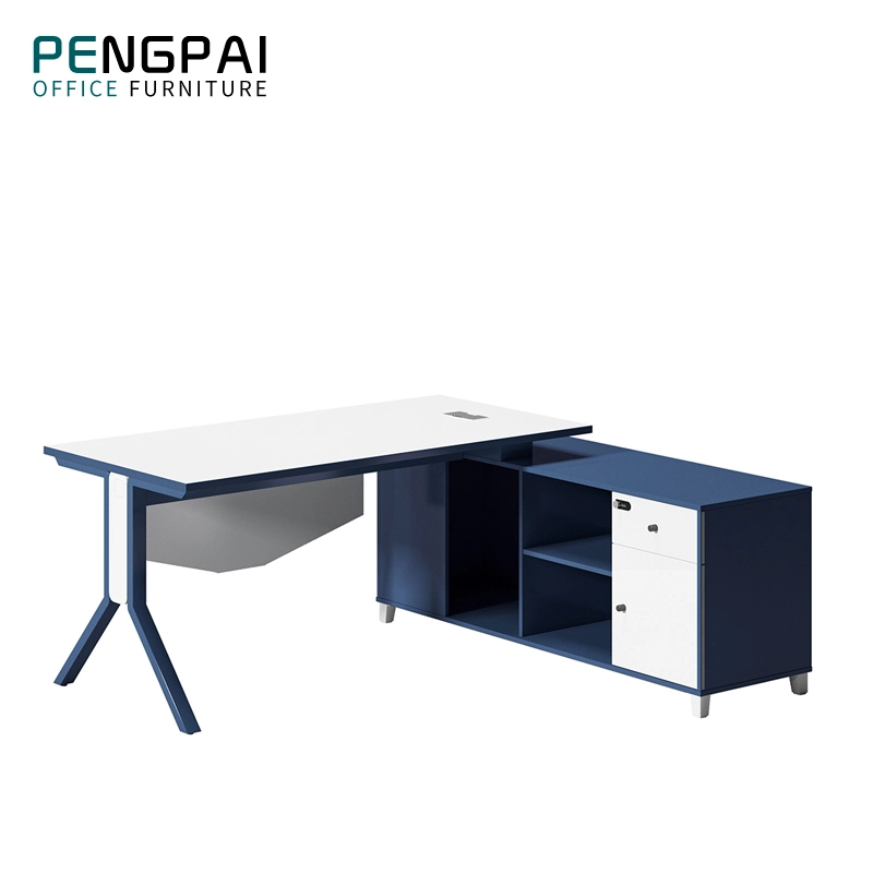 Simple Design Executive Office Desk L-Shape Manager Office Table with Aluminum Legs