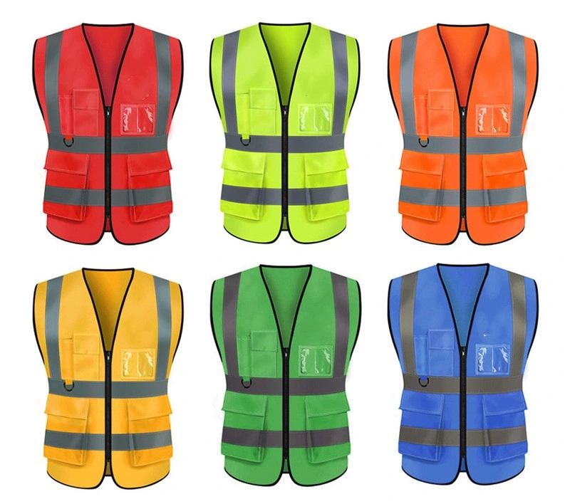 Multi Pocket Mesh Safety Construction Site Road Reflective Clothing