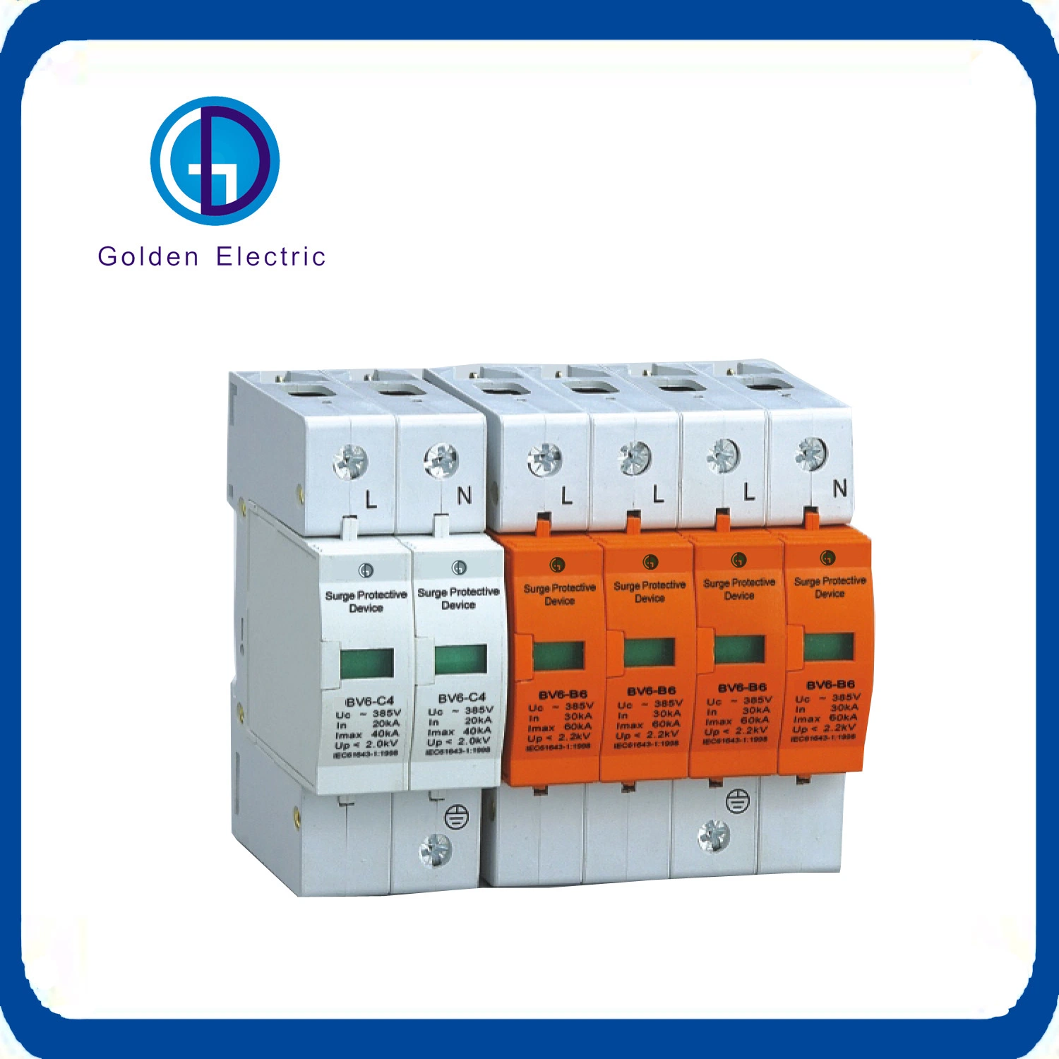 Imax 100ka T2 Power Lightning Arrester DIN Rail Surge Protector