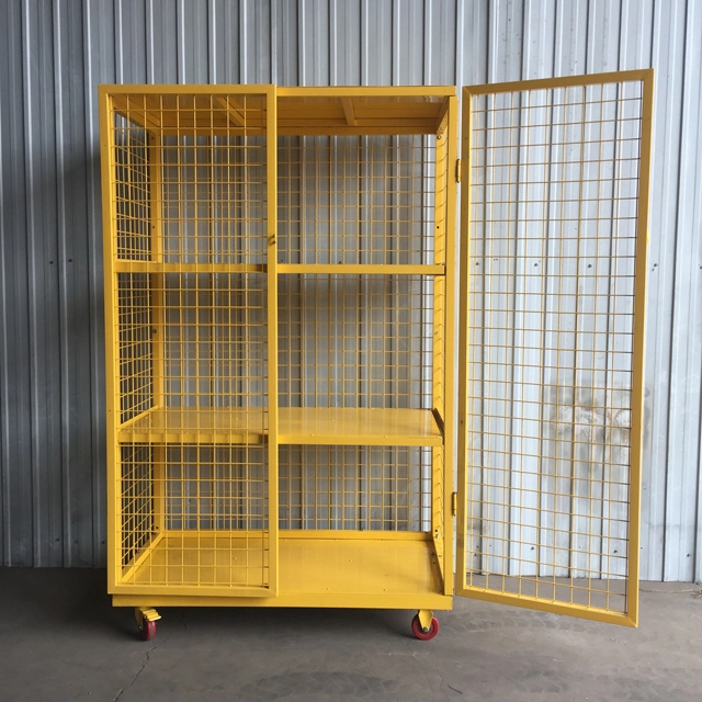 Stackable Roll Cage Trolley Metal Customized Wire Mesh Trolley