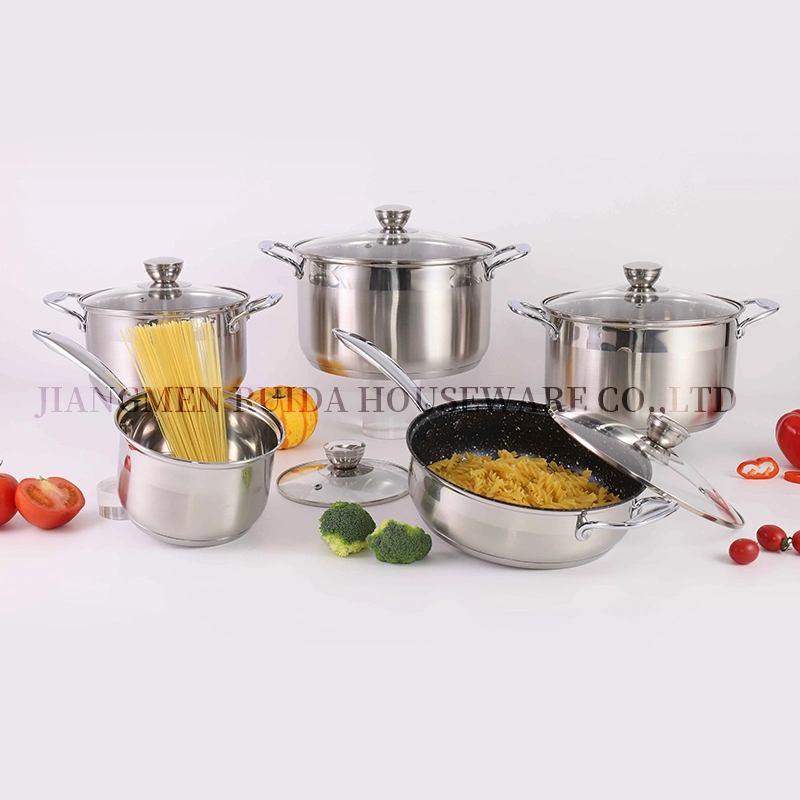 Custom OEM 10PCS Mirror Satin Stainless Steel Cookware