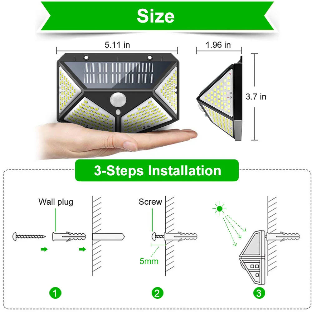 LED Wasserdichte Solar Wandleuchte Outdoor Solar-Lampe mit Bewegung Sensor