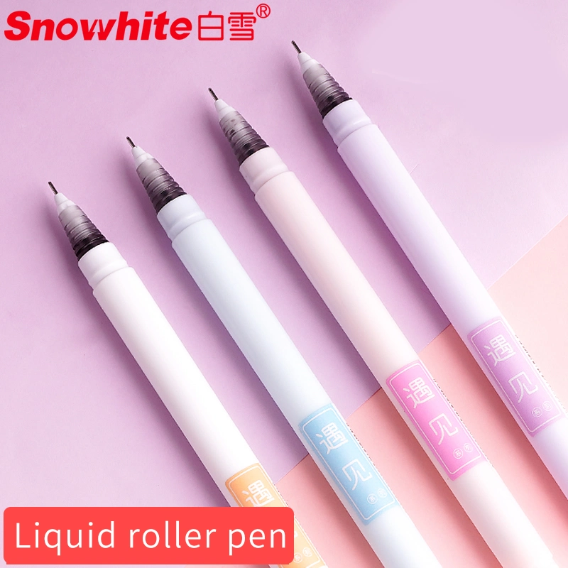 Stationery Pen 0.38mm 6 Colors Extra Fine Point Pens Liquid Ink Pen Rolling Roller Ball Quick-Drying Ink for Students and Office