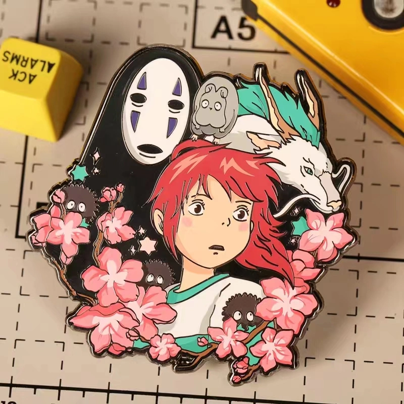 Dibujos animados de alta calidad personalizado Esmalte Duro insignia de solapa Anime Princess Mononoke de Hayao Miyazaki Pin Esmalte Duro