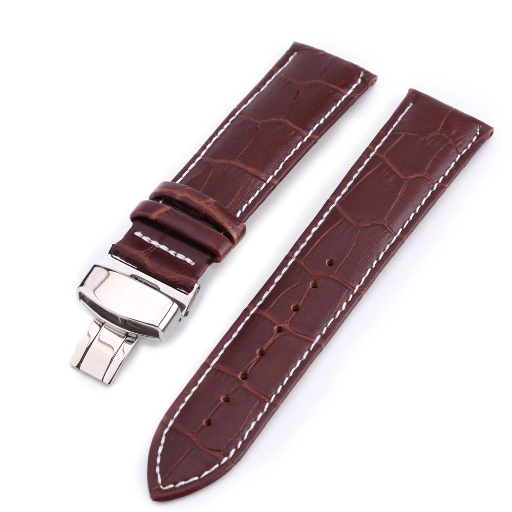 Wholesale/Supplier Butterfly Buckle Strap Cowhide Men's and Women's Watch Strap Watch Accessories Customizable Logo