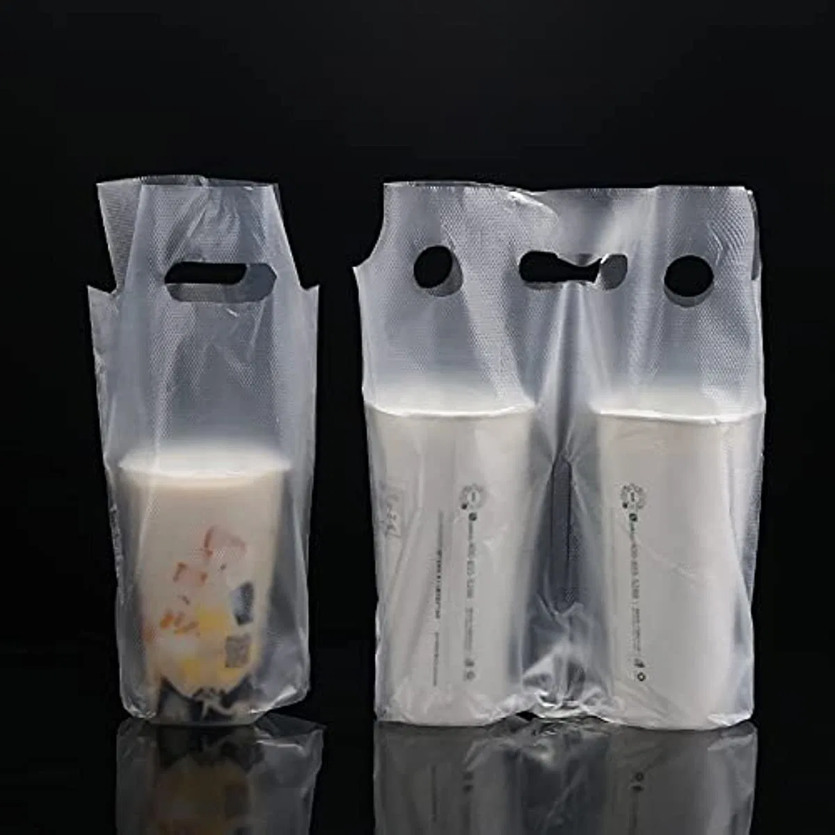 Clear Drink Cup Plastic Bags, Take Away Pouch Packaging Bags for Coffee/Juice/Tea