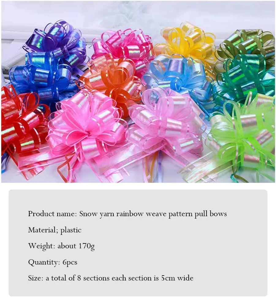 Pull Bows, Large Rainbow Film Bow Gift Wrapping Bows, Pull Bows for Gift Baskets