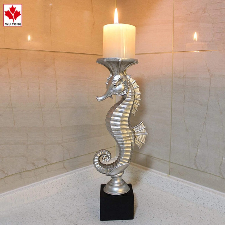 Seahorse Candle Holders for Candles Resin Antique Style Modern Decorative Candlestick for Beach Theme Party